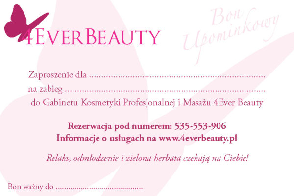 4ever Beauty voucher rear